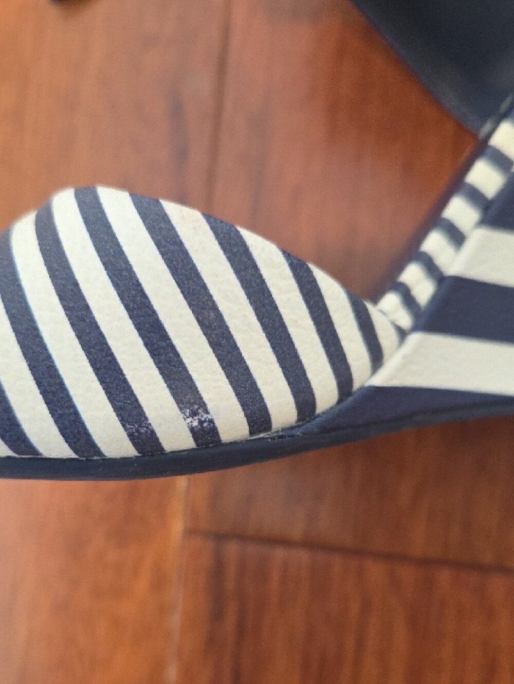 Tory Burch Maritime Wedges Size 8.5 Navy Striped Wedge Sandals NWOT - Picture 8 of 9